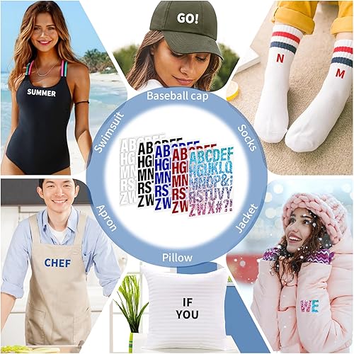 Miniatura 7 de 30 hojas de 930 letras para planchar para ropa, letras de transferencia de calor de 1.6 pulgadas con letras de vinilo A-Z para planchar en 5