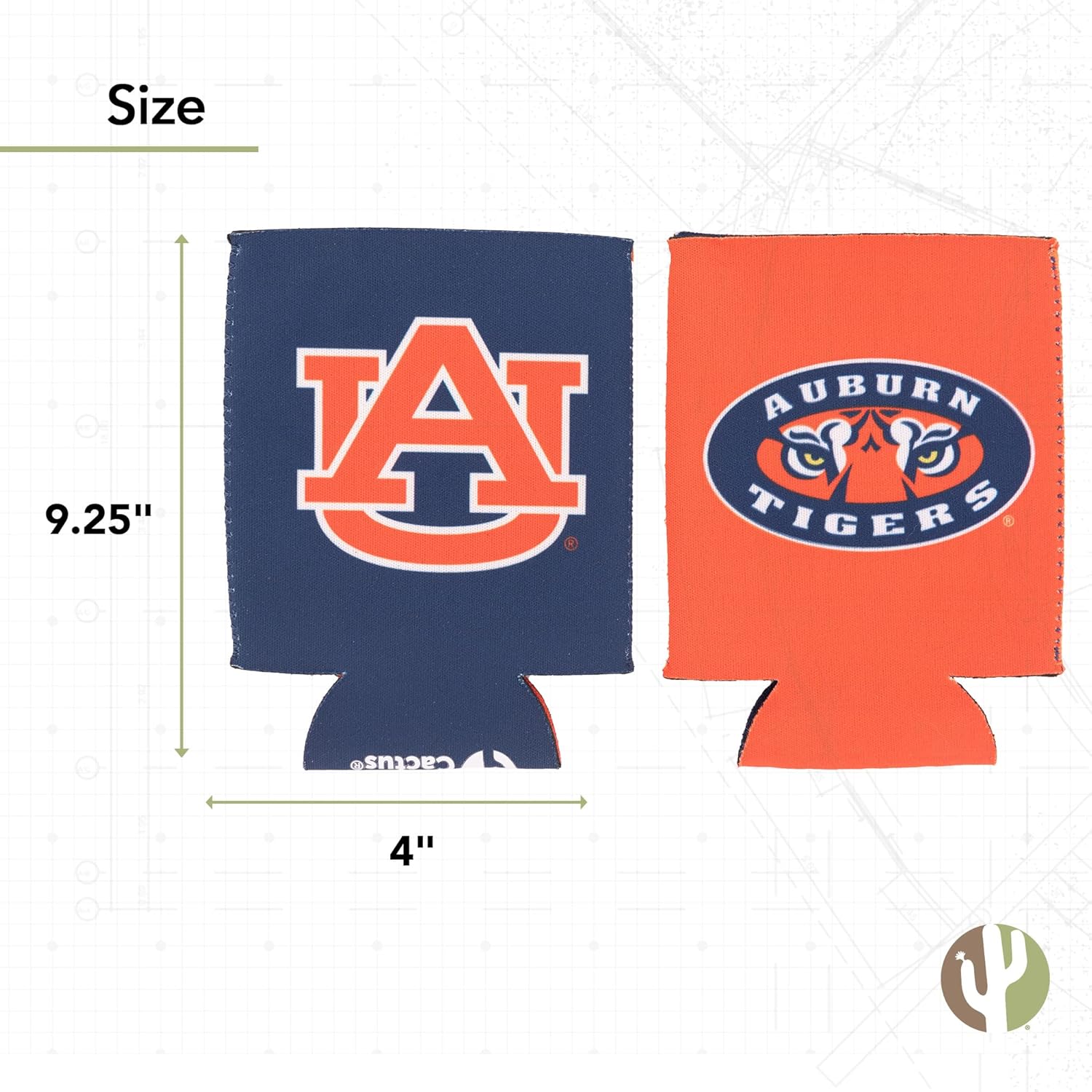 Desert Cactus Auburn University Can Insulator Beverage Cooler 4 Pack Foam Beverage Holder Tigers War Eagle (4 Pack Can)