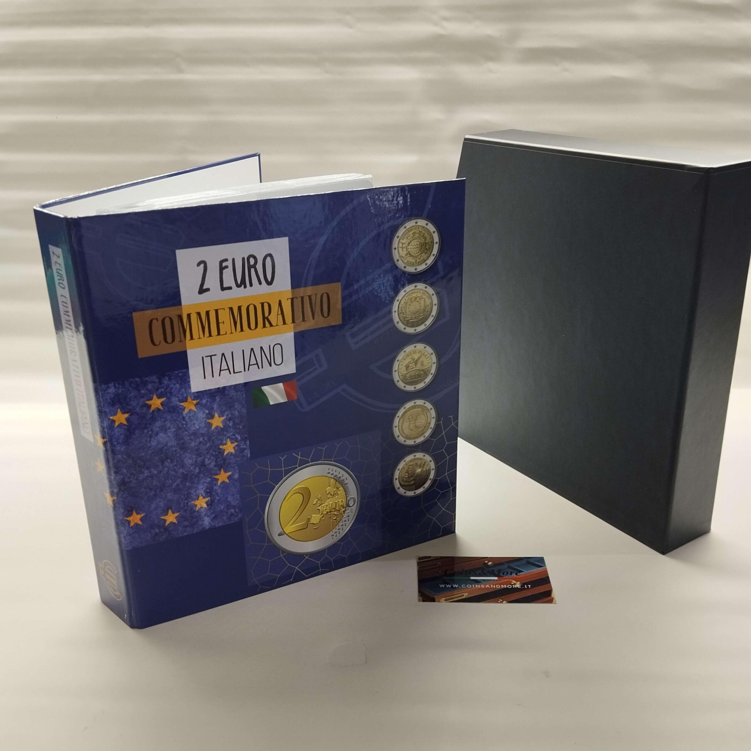 Álbum Monedas 2 Euros conmemorativos Italianos con páginas Incluidas, protección numismática, Hecho a Mano en Italia