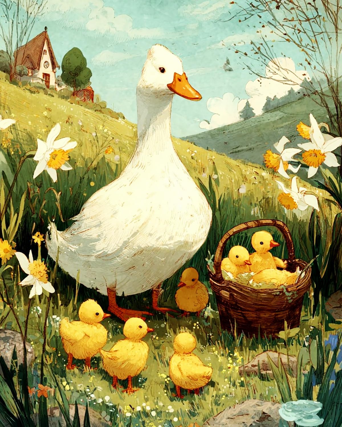Liubaishi Multicolour Paint By Numbers For Adults, 16X20 Inch, Spring Ducks, Acrylic On Canvas, 240G
