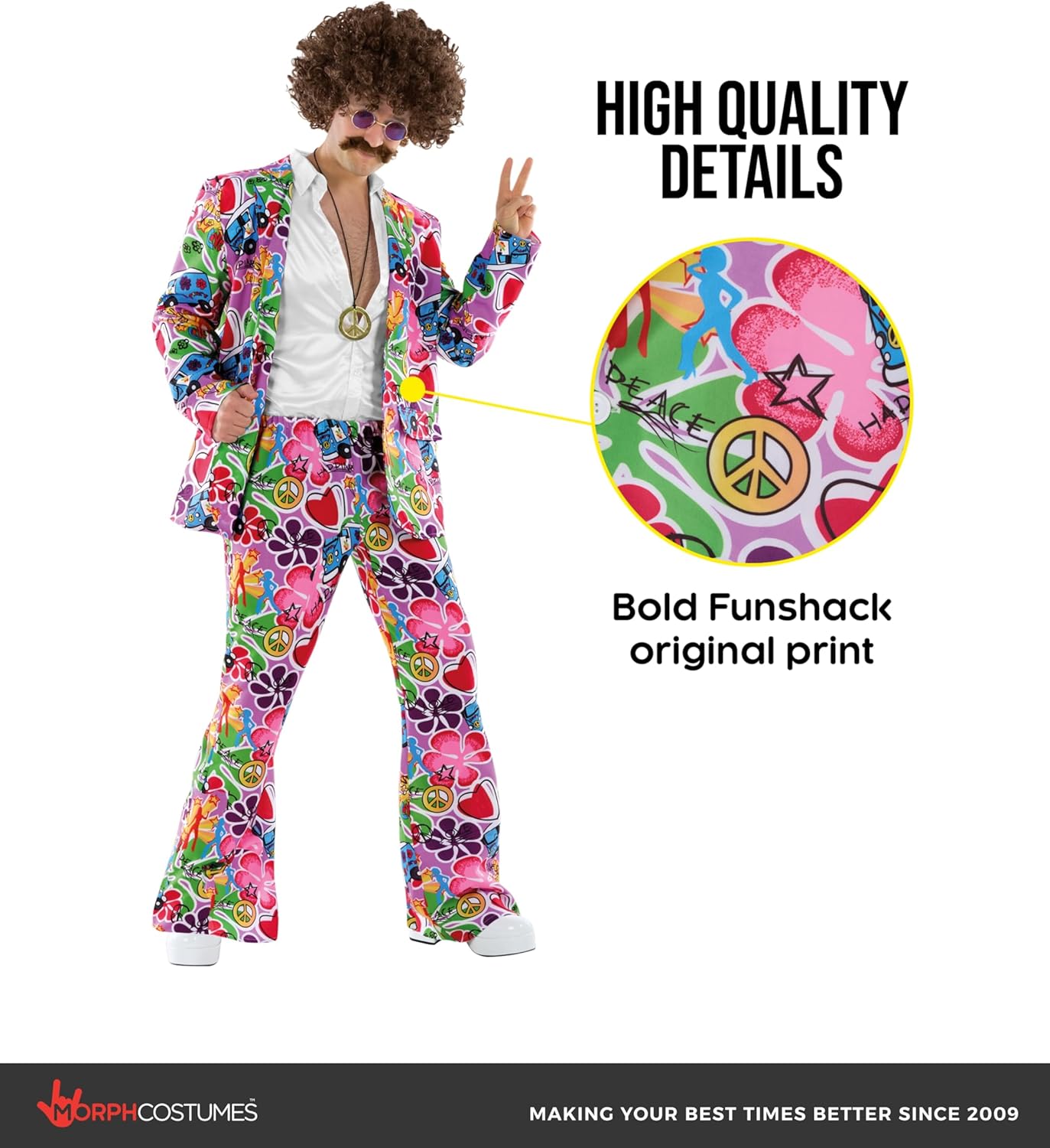 fun shack Groovy Mens Hippie Costume, Retro 60s Suit for Men, Adult Groovy Costumes, Vintage Hippie Outfit - Image 3