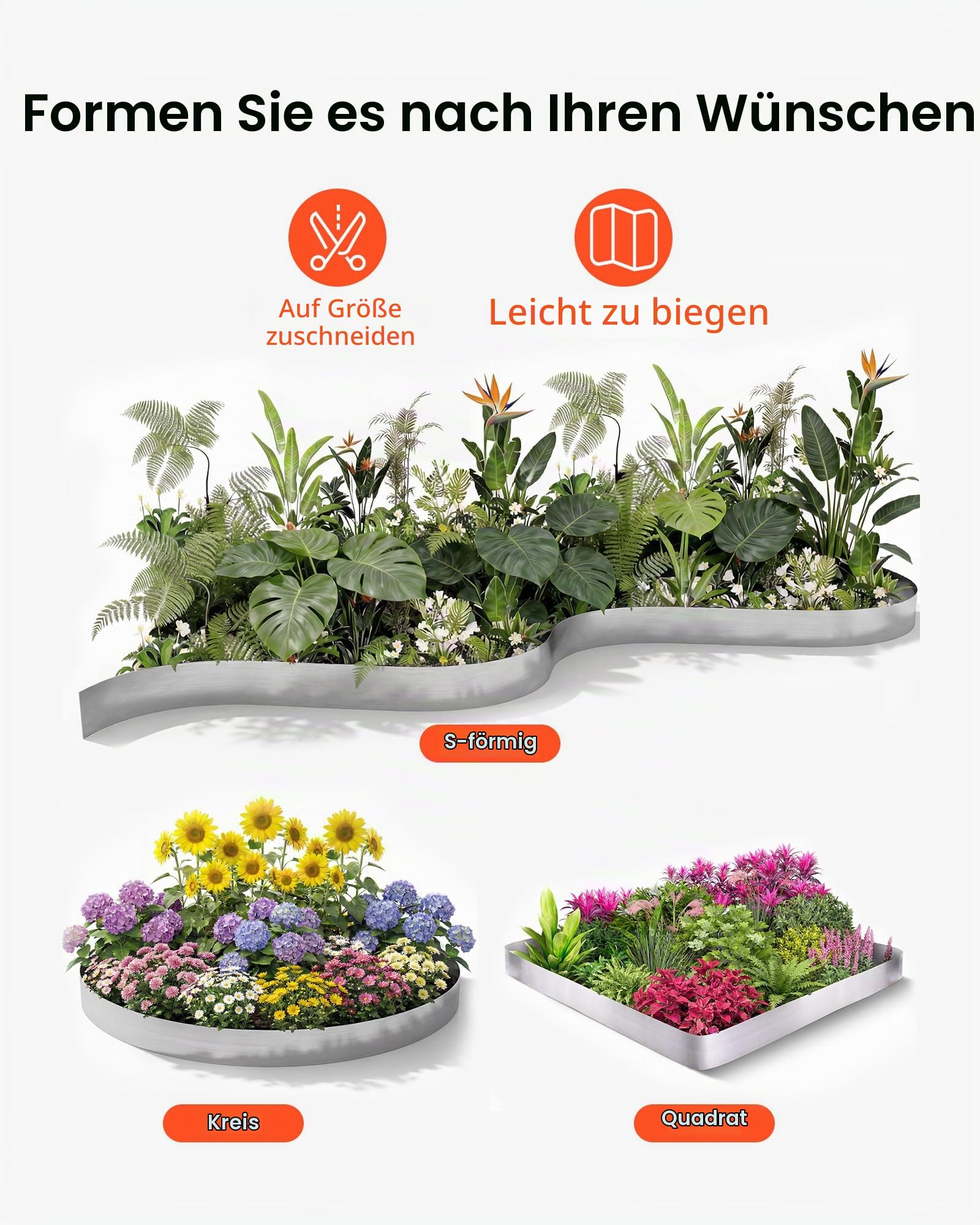 VEVOR Rasenkante Cortenstahl, 10 m x 15 cm Beeteinfassung inkl. Handschuhen, Metall Gartenpalisade, Mähkante, Beetumrandung zur Gartengestaltung, Beetbegrenzung für Blumenbeete & Gartenwege