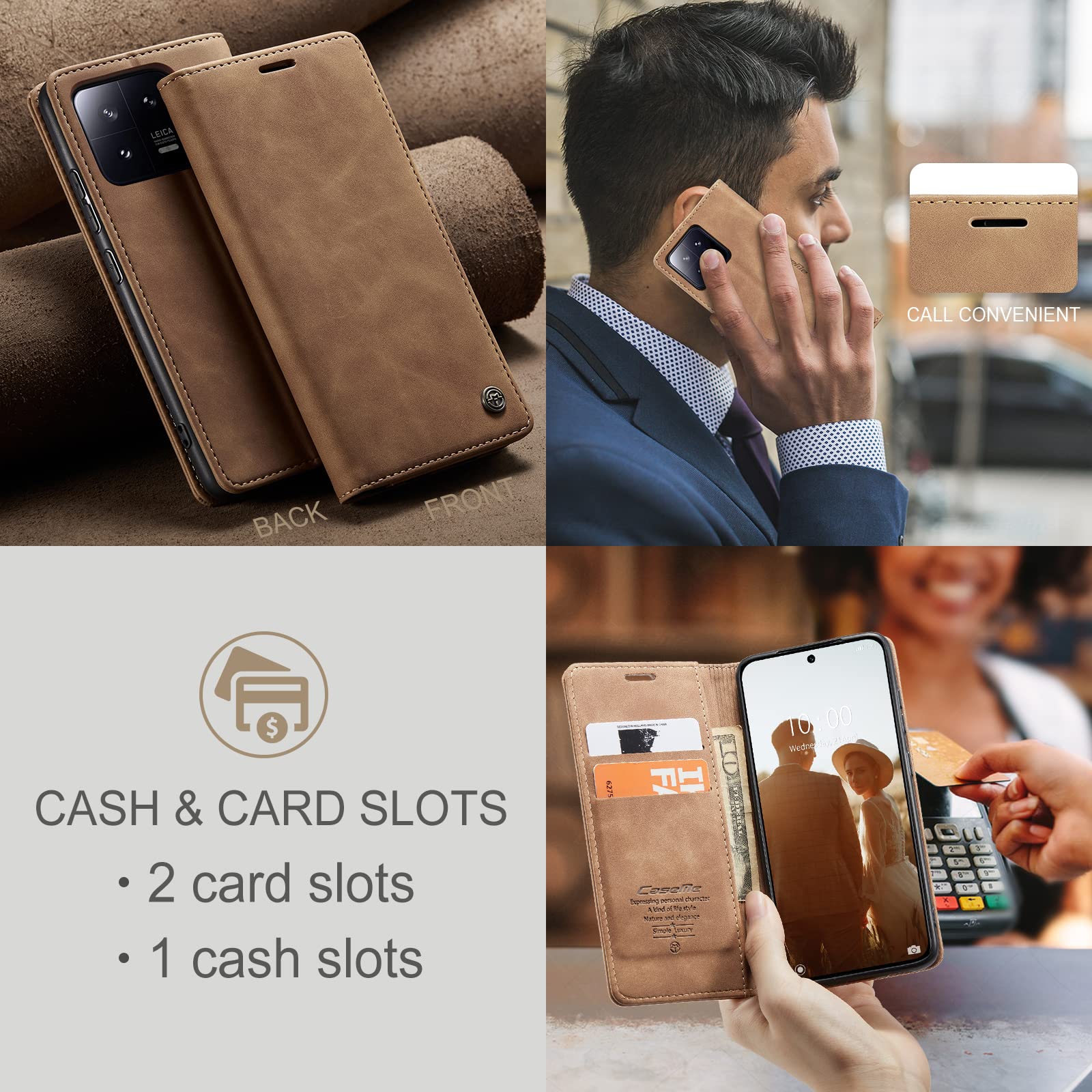 Leder-Hülle Für Xiaomi Mi 12 / 12X – Mit Kartenfächern, Standfunktion & Magnetischem Verschluss | Kaffee-Optik