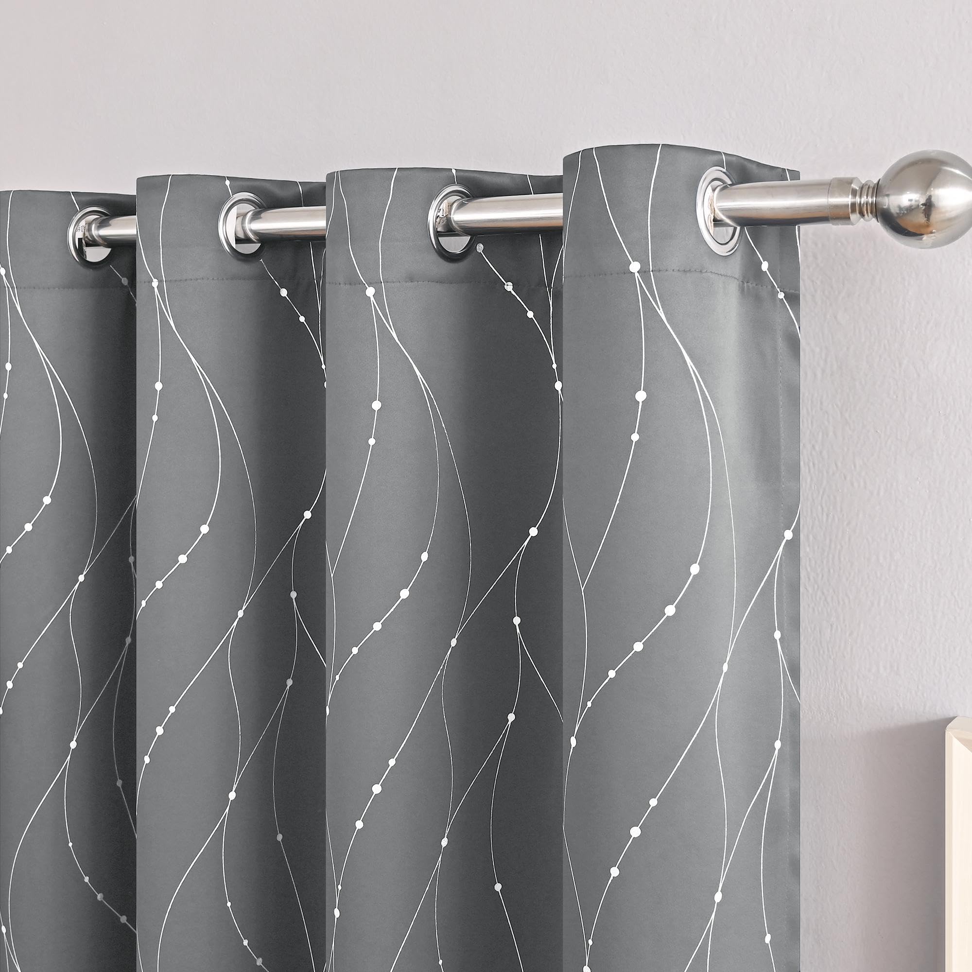 Verdunklungsgardine Grau WxH/2x70x220cm Gardinen WohnzimmerDicke Vorhänge mit Ösen für Wohnzimmer 2er Set Küchen Kälteschutz & Hitzeschutz Fensterdekor Landhaus Gardine Vorhänge