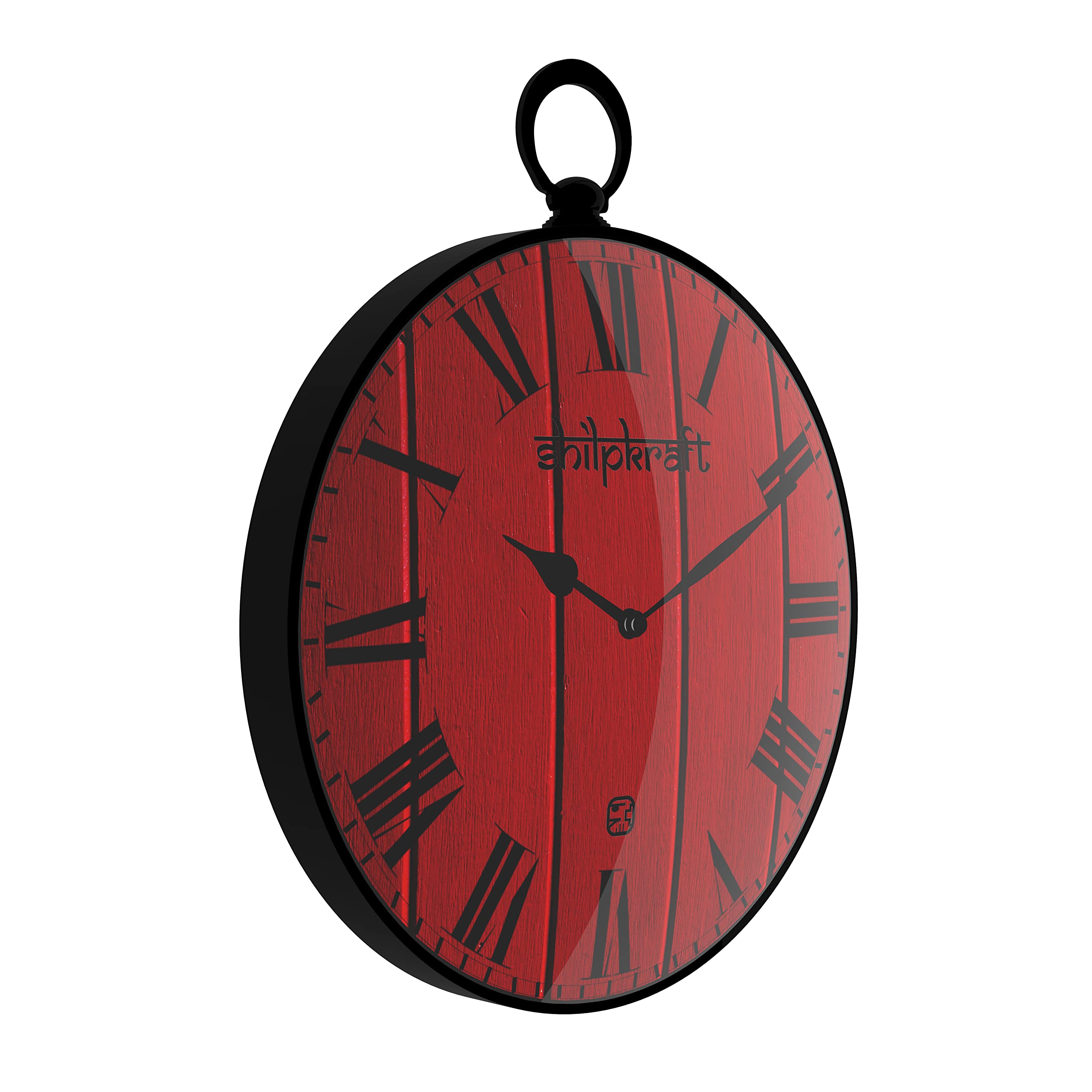 20x20 cm Vintage Hanging Wall Clock with Round Shape Metal Frame for Home/Living Room/Kitchen/Bedroom/Office/School (RED Roman)