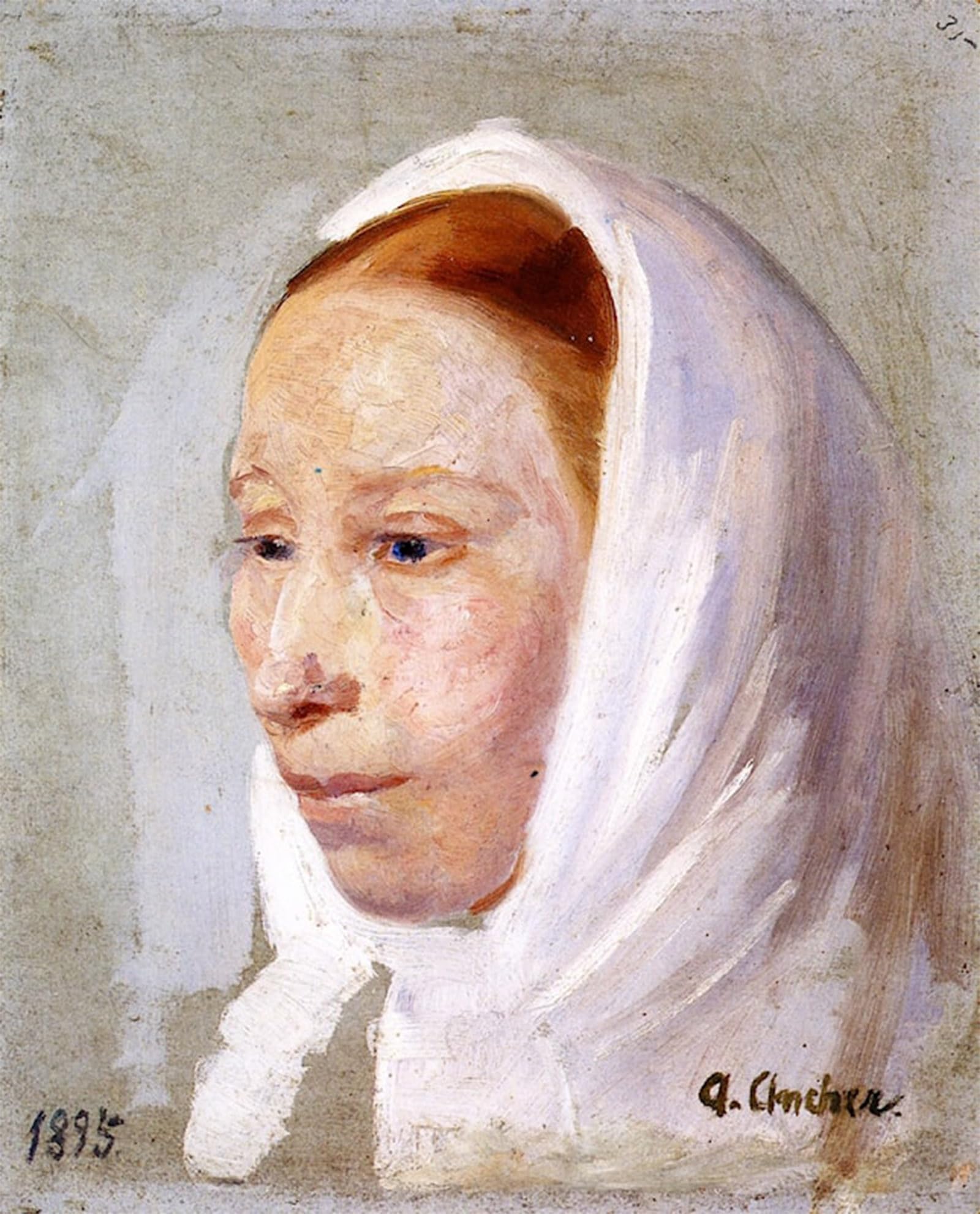 SERENDIPITP Aesthetic Poster Photo Wall Print Retro Picture Young Woman with White Headscarf Anna Ancher Modern Wall Artwork for Home Decor 60x90cm