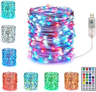 Color Changing Fairy String Lights with 16 Colors and 12 Modes 33 Feet 100 LED Waterproof Copper Twinkle Lights with Remote and USB for Bedroom Wall Ceiling Christmas Tree Wreath Wedding Party Decor