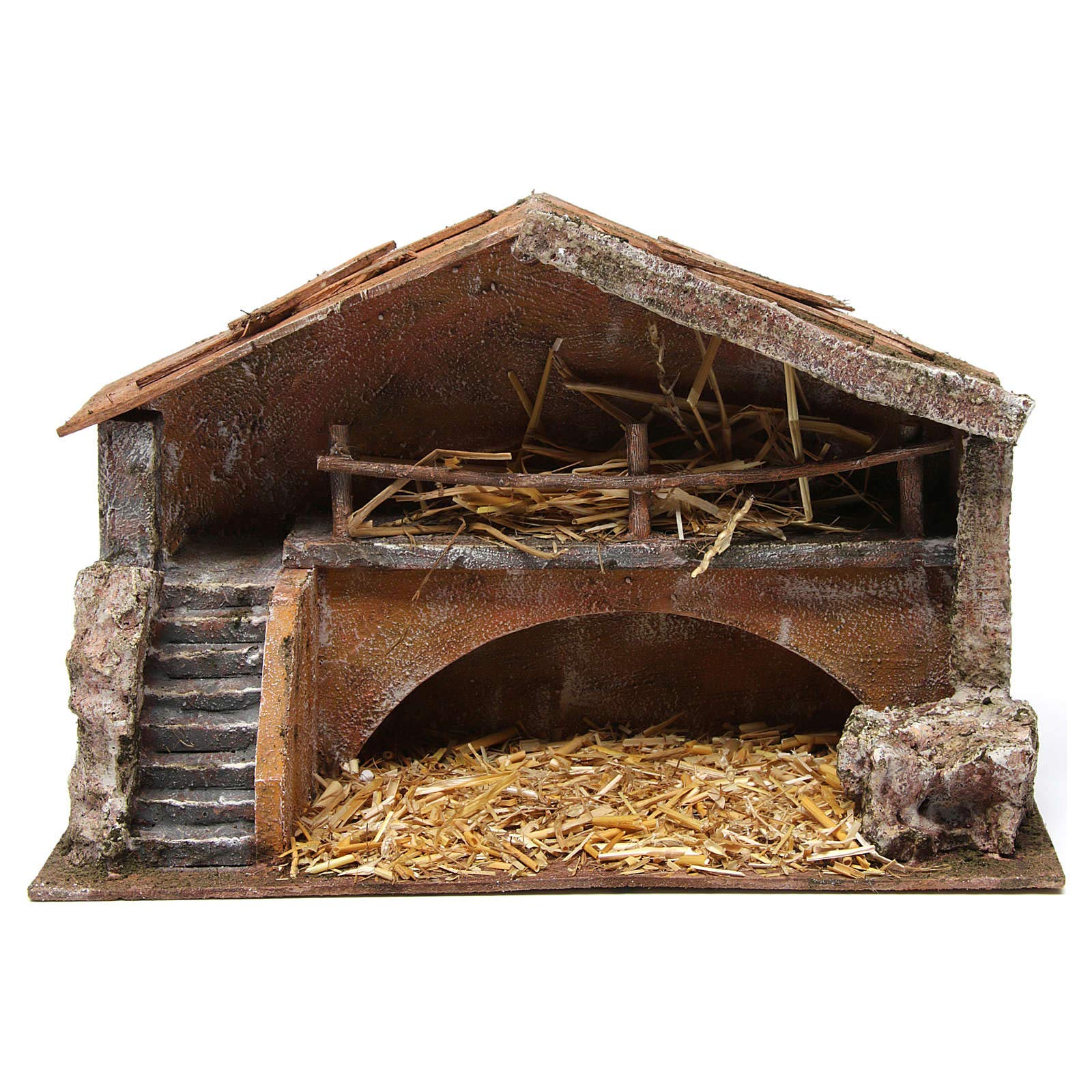 Holyart Capanne Presepe e Grotte: Capanna con scala per presepe 12 cm 35X20X25 cm