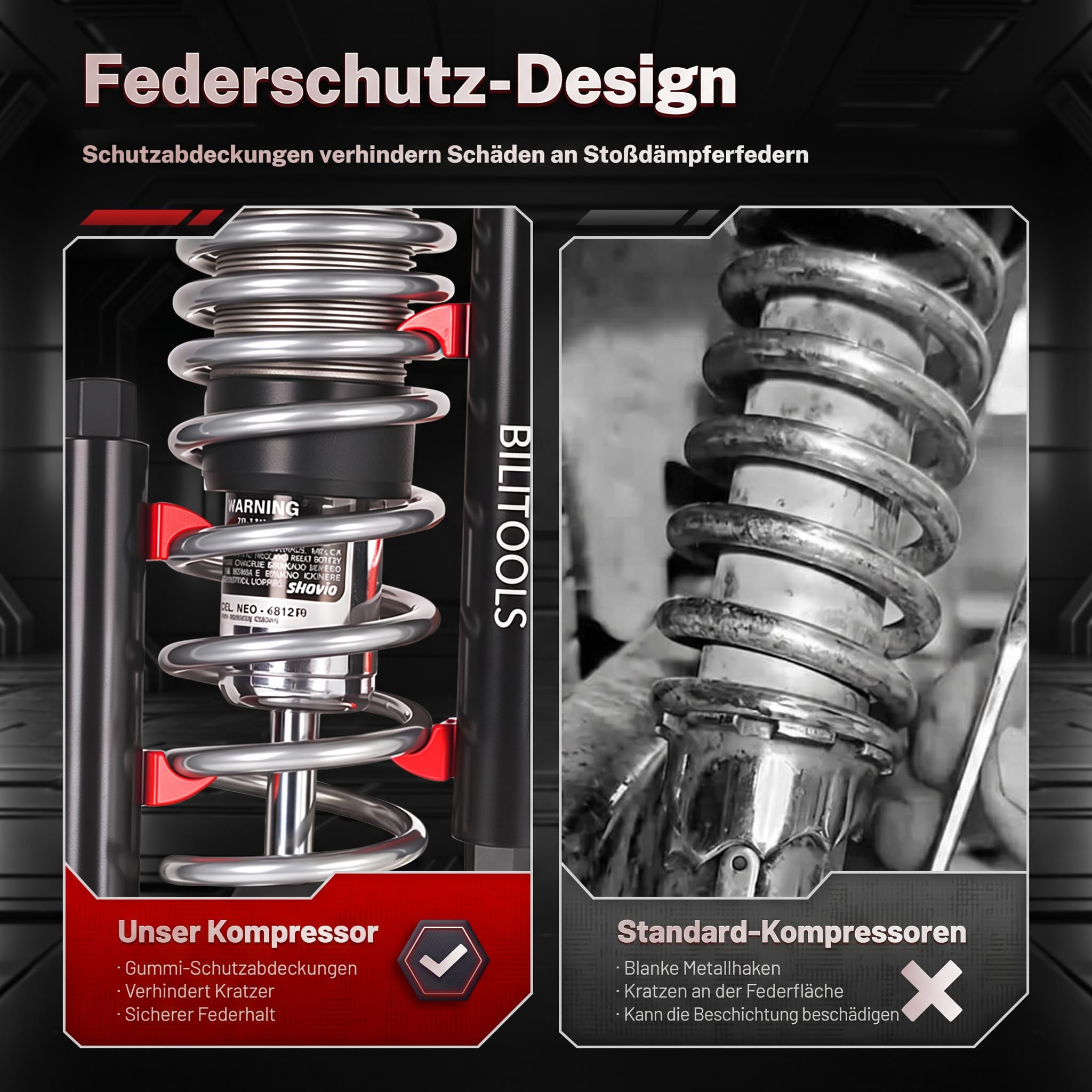 BILITOOLS Motorrad Federspanner Set für Stoßdämpfer und leichte ATVs | 2 Federspanner mit 17-mm-Antrieb und 7 Federschonern für Motorrad-Stoßdämpfer und leichte ATVs, nicht für Auto-Federbeine