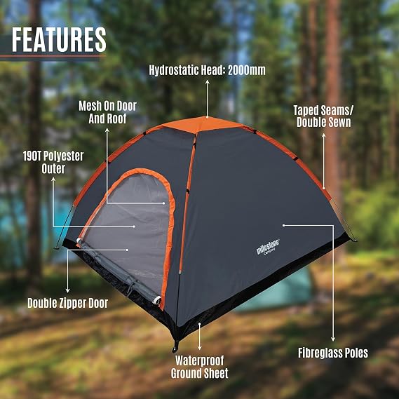 Milestone Camping Dome Tent/Sleeps Water Resistant/Portable