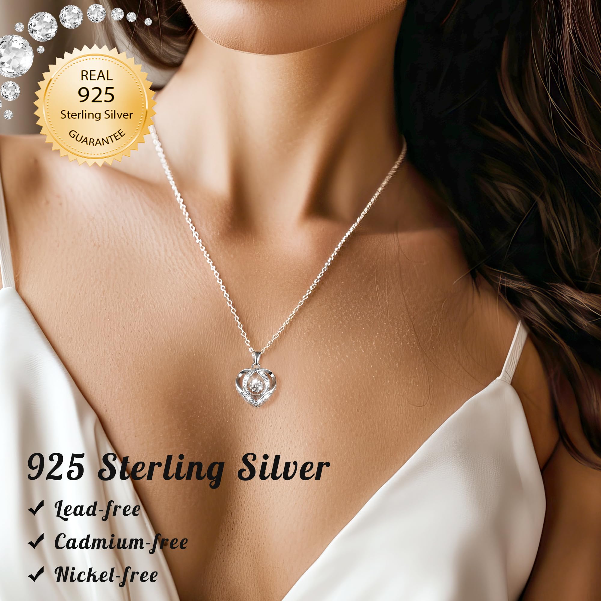 Bistfy Collana Donna 925 Argento Sterling con Ciondolo e 4C Moissanite Collana Argento per Donne Mamma Moglie Fidanzata Regali