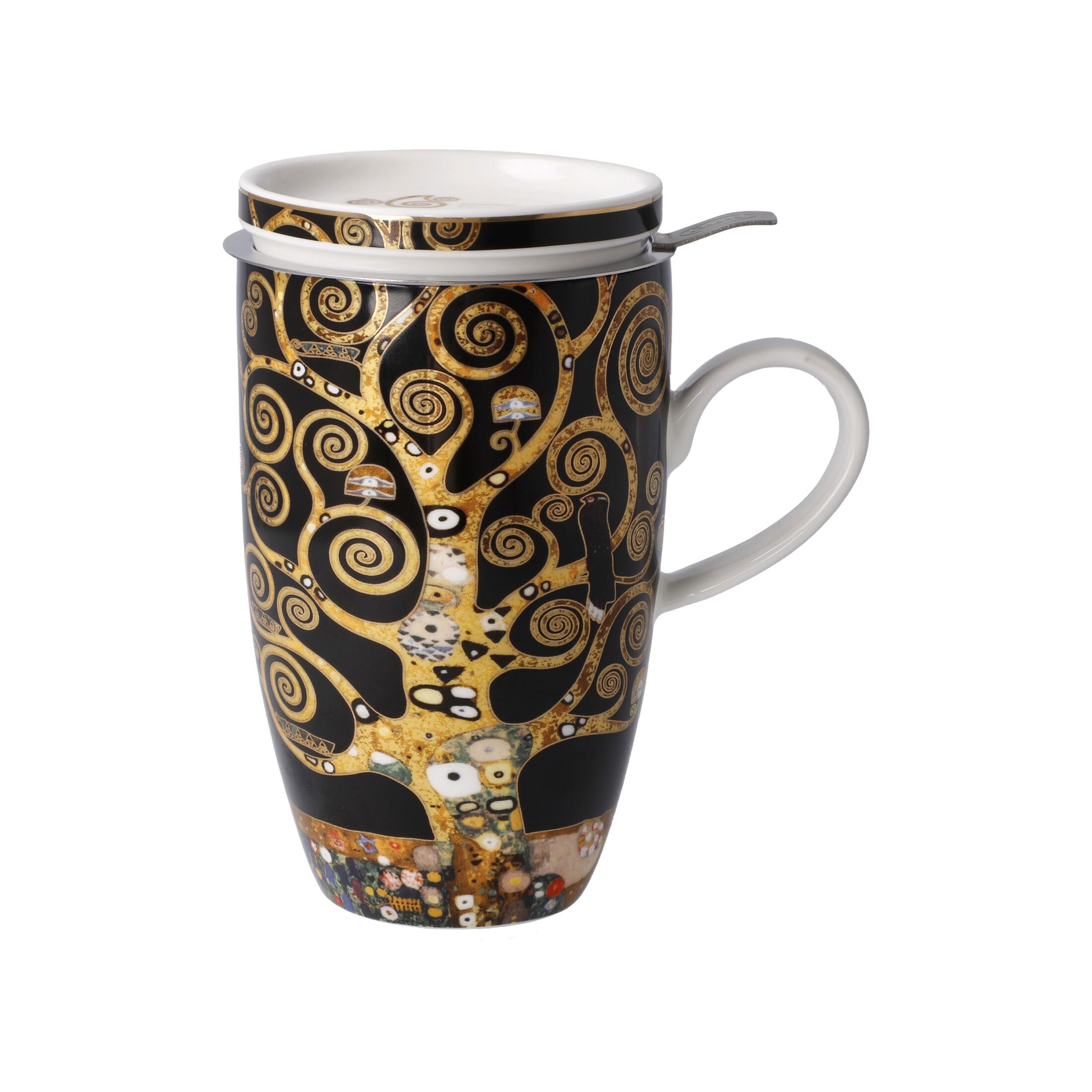 Goebel Porcelain Gustav Klimt Tea Cup with Lid and Strainer 450 ml The Tree of Life