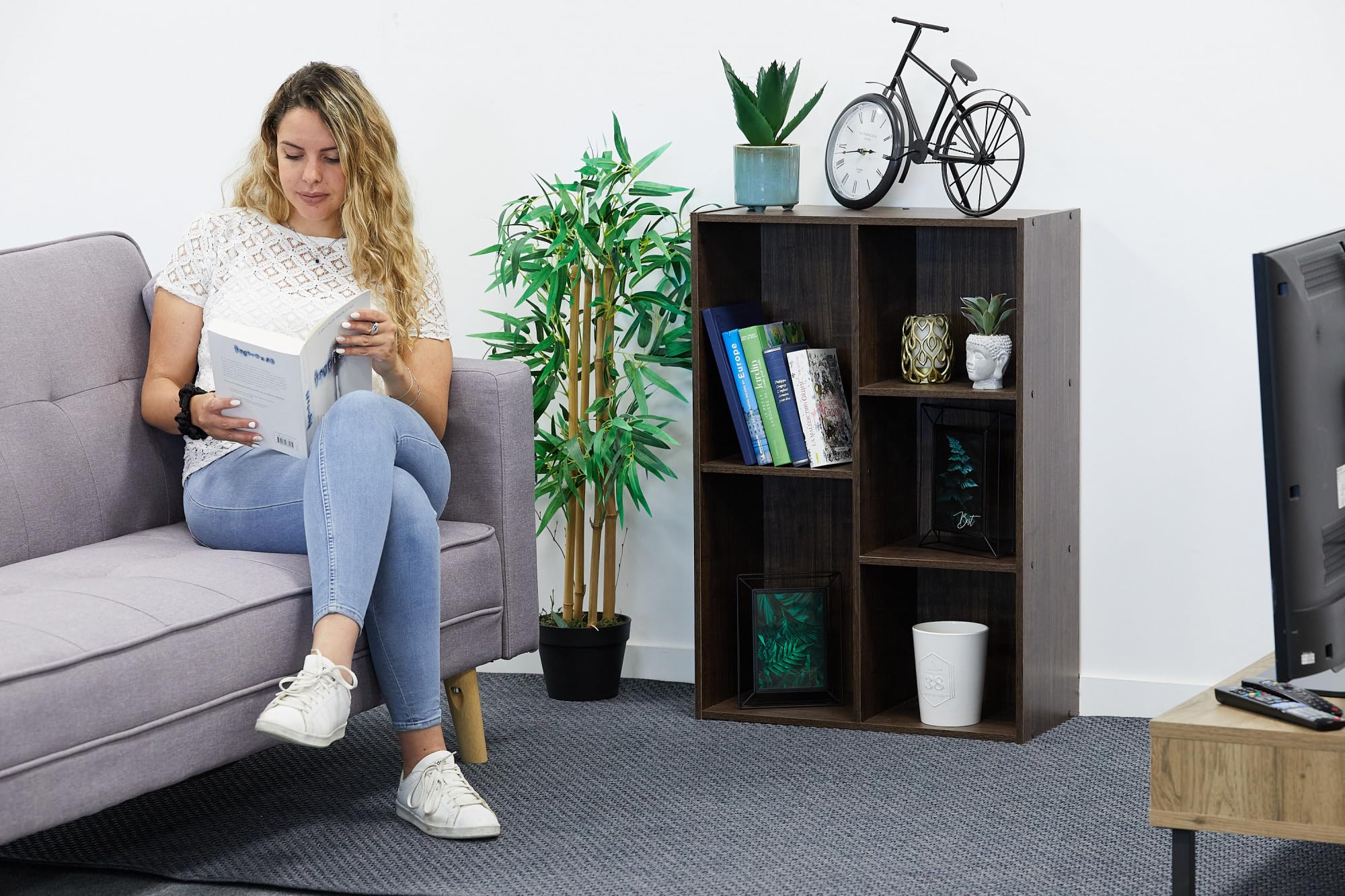 Iris Ohyama Bücherregal, 5 Etagen, 60cm breit, Braun, Vielseitig, Modular, Offenes Regal, Für Wohnzimmer, Büro, Schlafzimmer, Platzsparend, Bücher, CD, Dekor, Einfacher Aufbau, CX-23C
