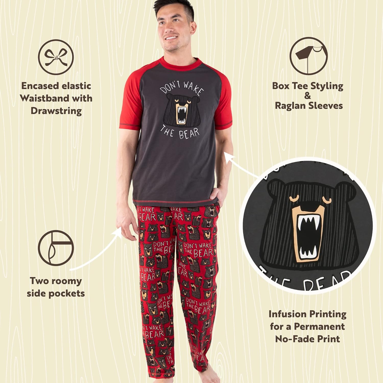 LazyOne Pajama Sets For Men, Short Sleeve Cotton Pajama Shirt and Pants with Funny Animal Prints, Comfy Pajamas For Men - Image 6