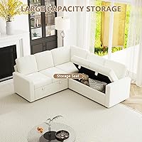 Vista 6 de Aoowow Sofá modular modular con cama extraíble, sofá convertible de pana en forma de U con otomana de almacenamiento, sofás seccionales para sala