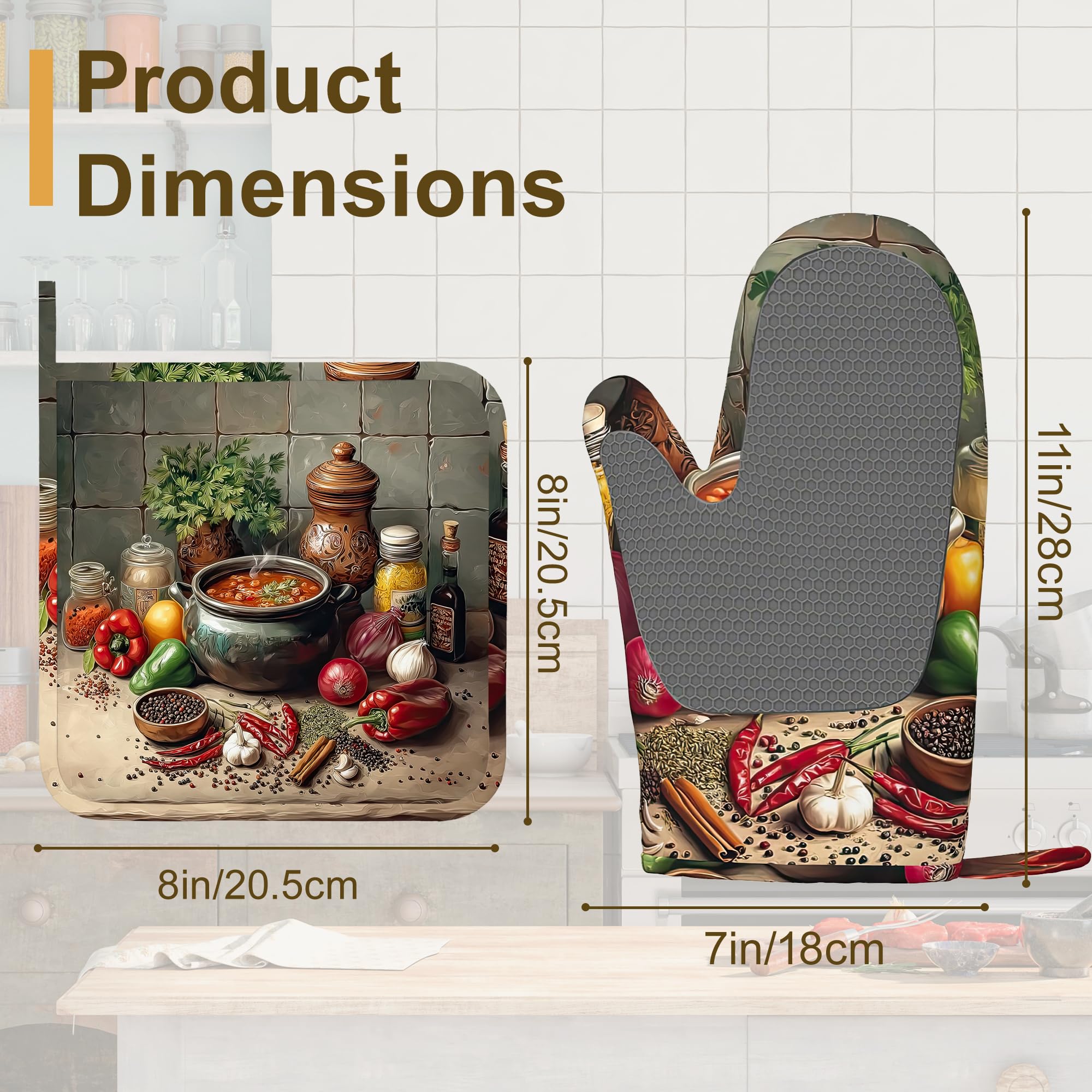 Juego de 4 manoplas de horno y soportes para ollas, resistentes al calor, antideslizantes, almohadillas calientes, regalos de cocina para mujeres panaderas, regalos de cocina para amantes de la cocina