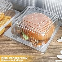 Vista 5 de Paquete de 100 Contenedores de Almeja Desechables de Plástico Transparente de 5 x 5 pulgadas, Contenedor de Postre de Almeja con Bisagras