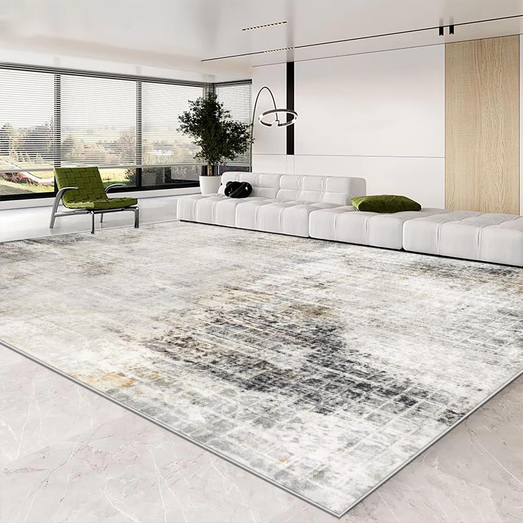 Tapis de salon antidérapant grand format 240x240 cm sécurisé
