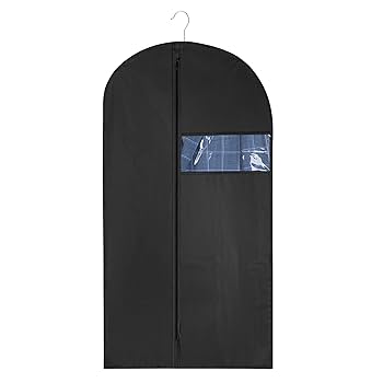 2 Pack 47" Garment Bags For Travel And Hanging Clothes Storage, Suit Covers With Handles Breathable Foldover Suit Bags For Traveling Clothes Protector For Gowns Dresses Sweaters, Black