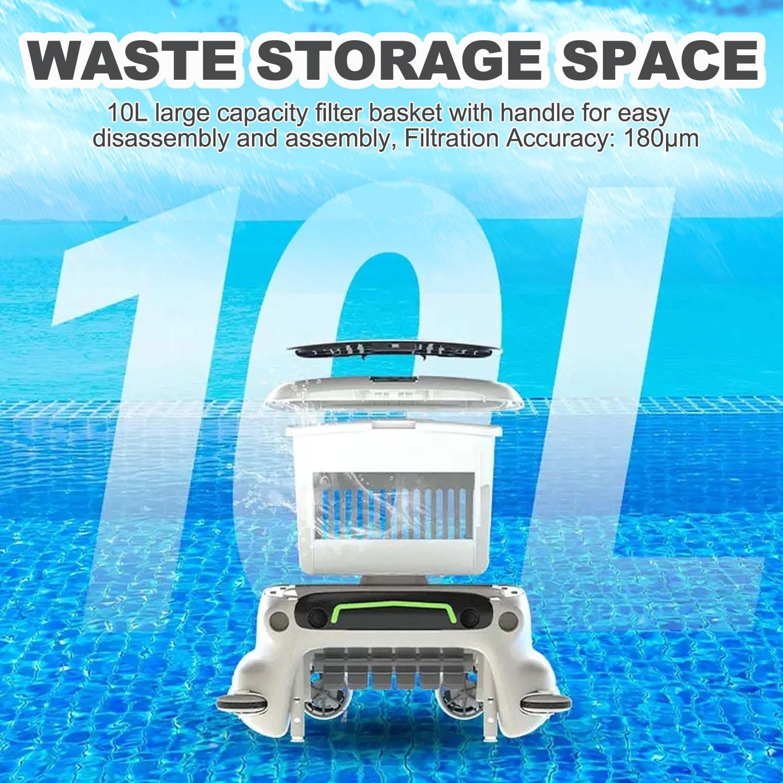 Limpiafondos RobóTico InaláMbrico para Piscinas, con Control Remoto, para hasta 2000sq.Ft, Recogedor AutomáTico De Hojas Y Residuos, Modo De Limpieza De 3 Velocidades