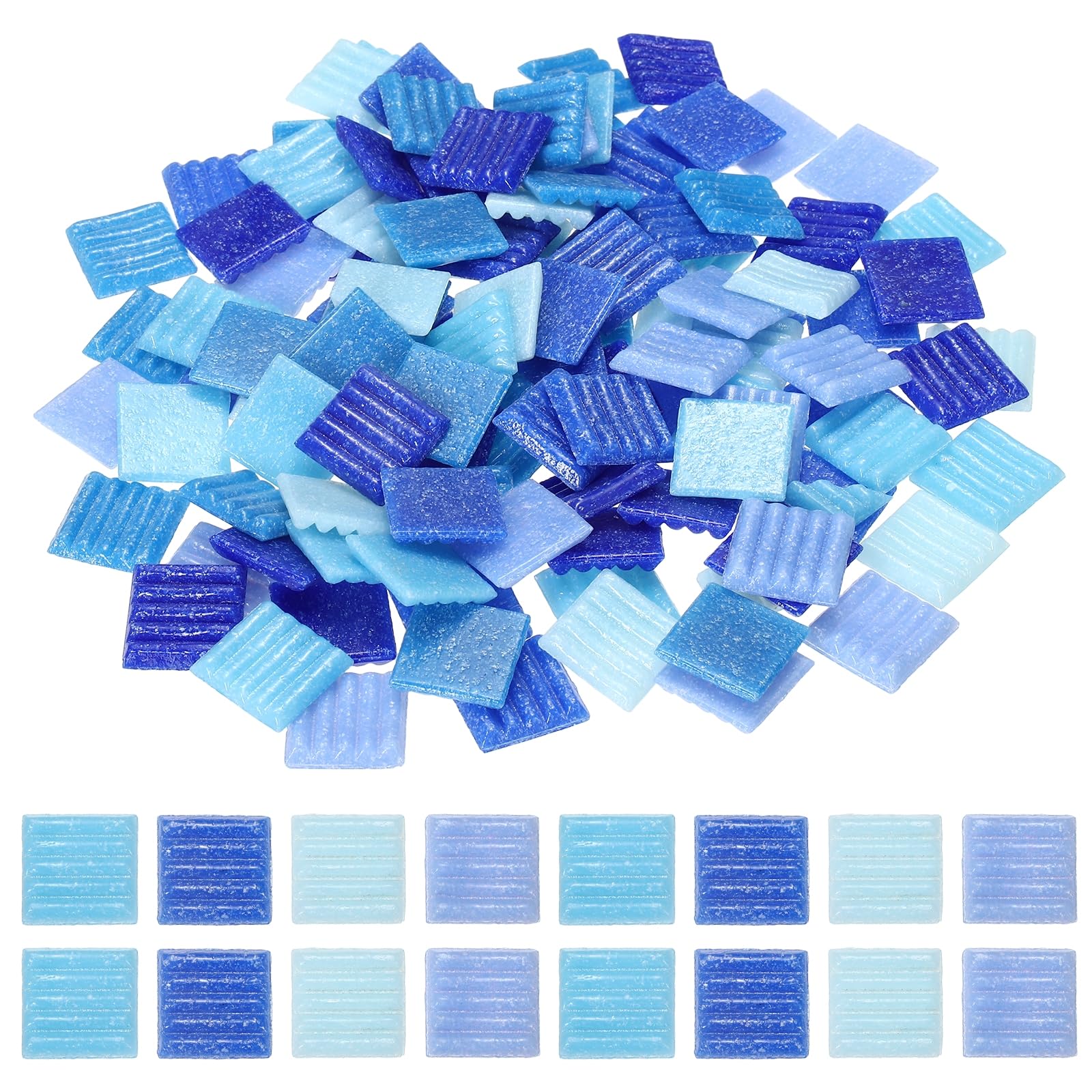 sourcing map 200g/0.44LB Quartz Mosaic Tiles for Crafts Bulk, 3/4" Colorful Square Mosaic Glass Pieces Supplies for Home Art Craft DIY Projects Vase Wall Decoration, Mix Blue