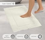 Lane Linen Ensemble de rouille de salle de bains, 2 Pièce - Mats de bain premium extra doux absorbant, matelas de douche antidérapants - 17" x 24" - blanc