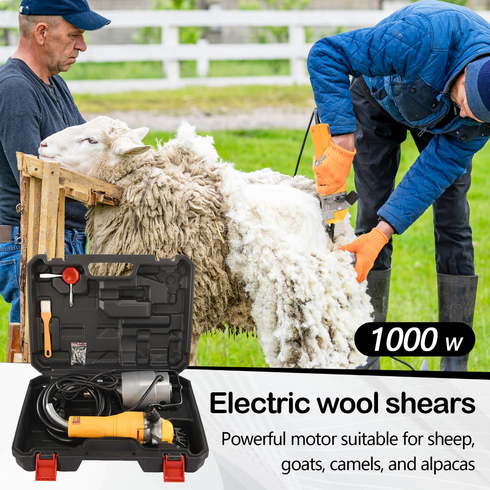 Esquiladora De Ovejas, 1000W Esquiladora Profesional De Ovejas Con Motor De Alta Potencia Y Cable De AlimentacióN 5m Esquiladora EléCtrica De Ovejas 13 Dientes 2400 Rpm Para Ovejas Cabras Y Alpacas