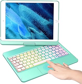 Touchpad Keyboard Case for iPad 2021 9th Gen 10.2 inch, 10 Color Backlit-7 Modes-360° Rotatable Slim Protective Cover for 9th Gen 2021/iPad 8th Gen 2020/ iPad 7th