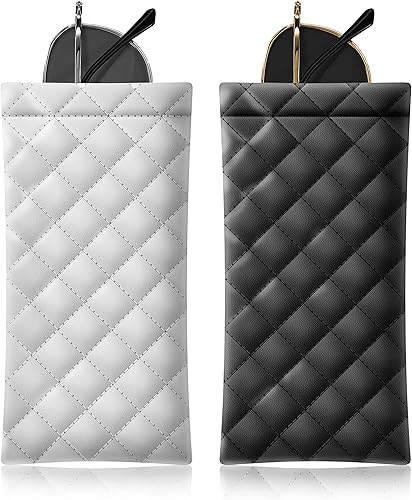 Bolsa para lentes de sol con tapa apretable, organizador portátil para lentes de sol, bolsas suaves de piel sintética, paquete de 2