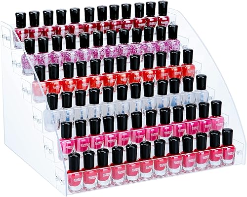 KINGROW Organizador de esmalte de uñas 72 botellas de 6 capas de acrílico soporte de aceites esenciales organizador de maquillaje KINGROW Organizador de esmalte de uñas 72 botellas de 6 capas de acrílico soporte de aceites esenciales organizador de maquillaje