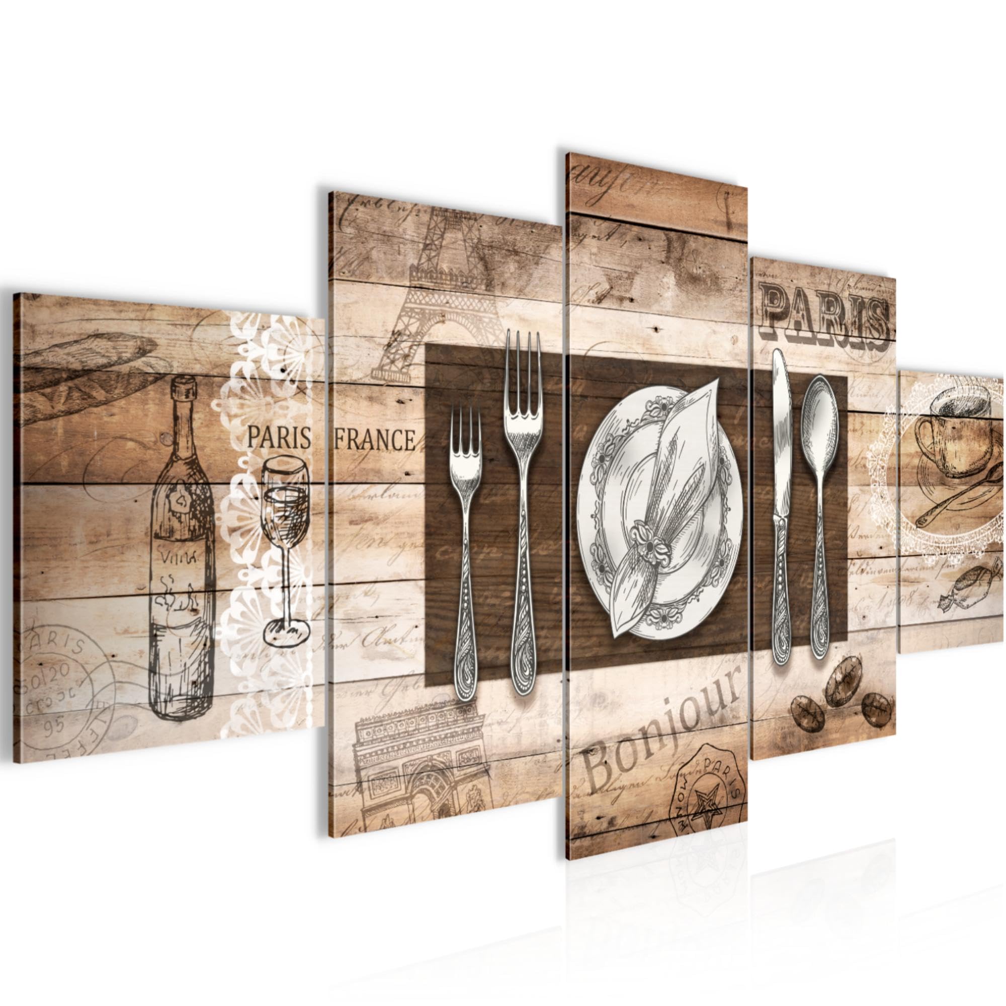 Runa Art Résumé De La Cuisine Tableau Murale Impression sur Toile Intissee 5 parties café Brun beige Chambre Salle 038153a