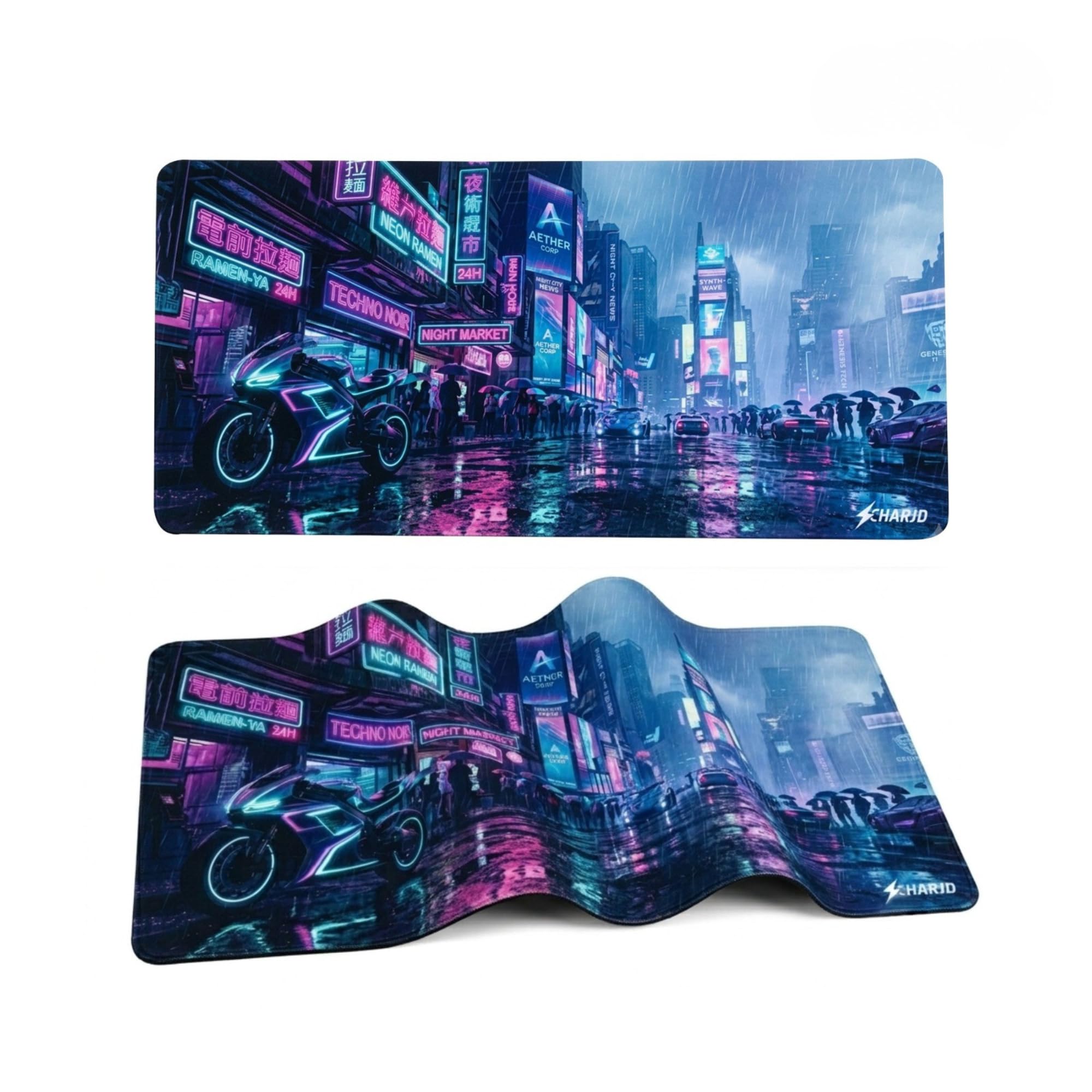 Extra Large Desk Mat (23 x 11) Cyberpunk Neon Large Gaming Mousepad, Non-Slip Extended Mousepad for PC & Laptop, Full Size Keyboard and Mouse Pad, Premium Table Accessories & Office Accessories-image-6