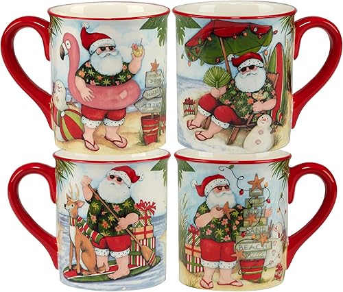 Miniatura 8 de Certified International Santa's Wish - Tazas de 16 onzas, juego de 4 diseños surtidos, multicolor