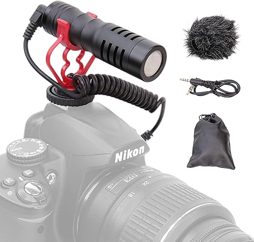 Miniatura 1 de Foto&Tech Micrófono de video universal Shotgun con soporte de choque para parabrisas Deadcat y bolsa de transporte compatible con teléfonos