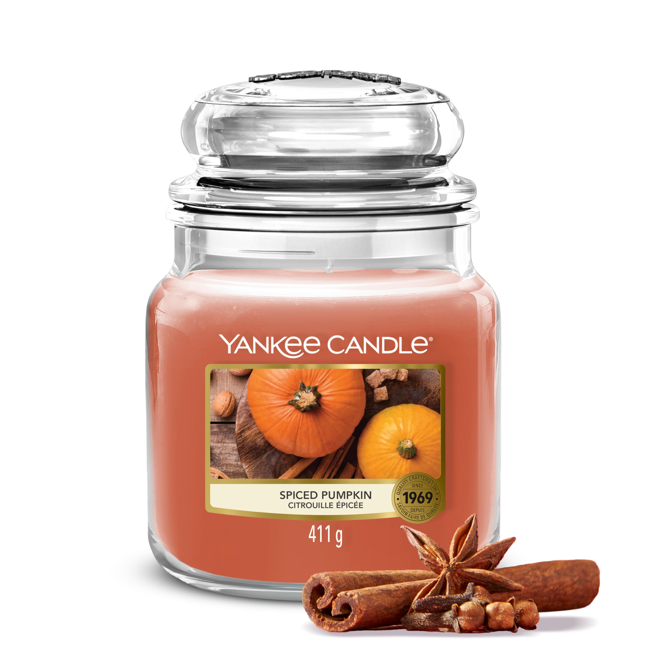 Spiced Pumpkin Candle Yankee Candle, Orange, 10.7cm x 12.7cm | Sweet & Spicy