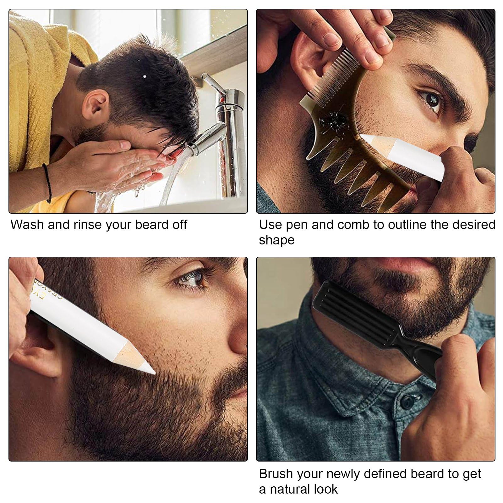 Strumento, Matita Barbiere Bianca, Matita per Barba, Matita per Fodera per Barba Uomo, Matita per Barba Professionale Filler Matita per Barba per Uso Domestico Liner Sha (Bianco)
