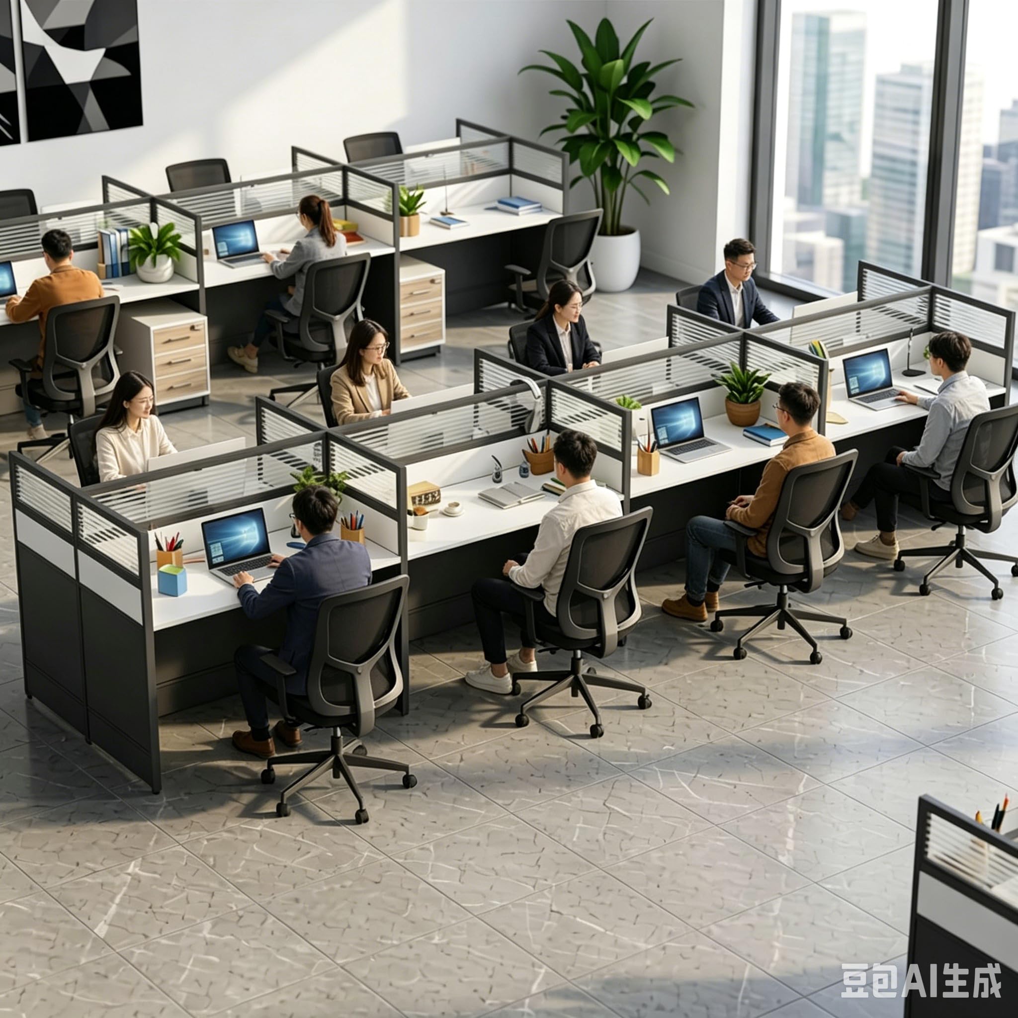 cendbirut Office Cubicle Desks, Computer Desk Workstation with Cable Management, Sturdy Double Computer Desk, Layouts for Multi Person, Home Office, Call Center, Startup