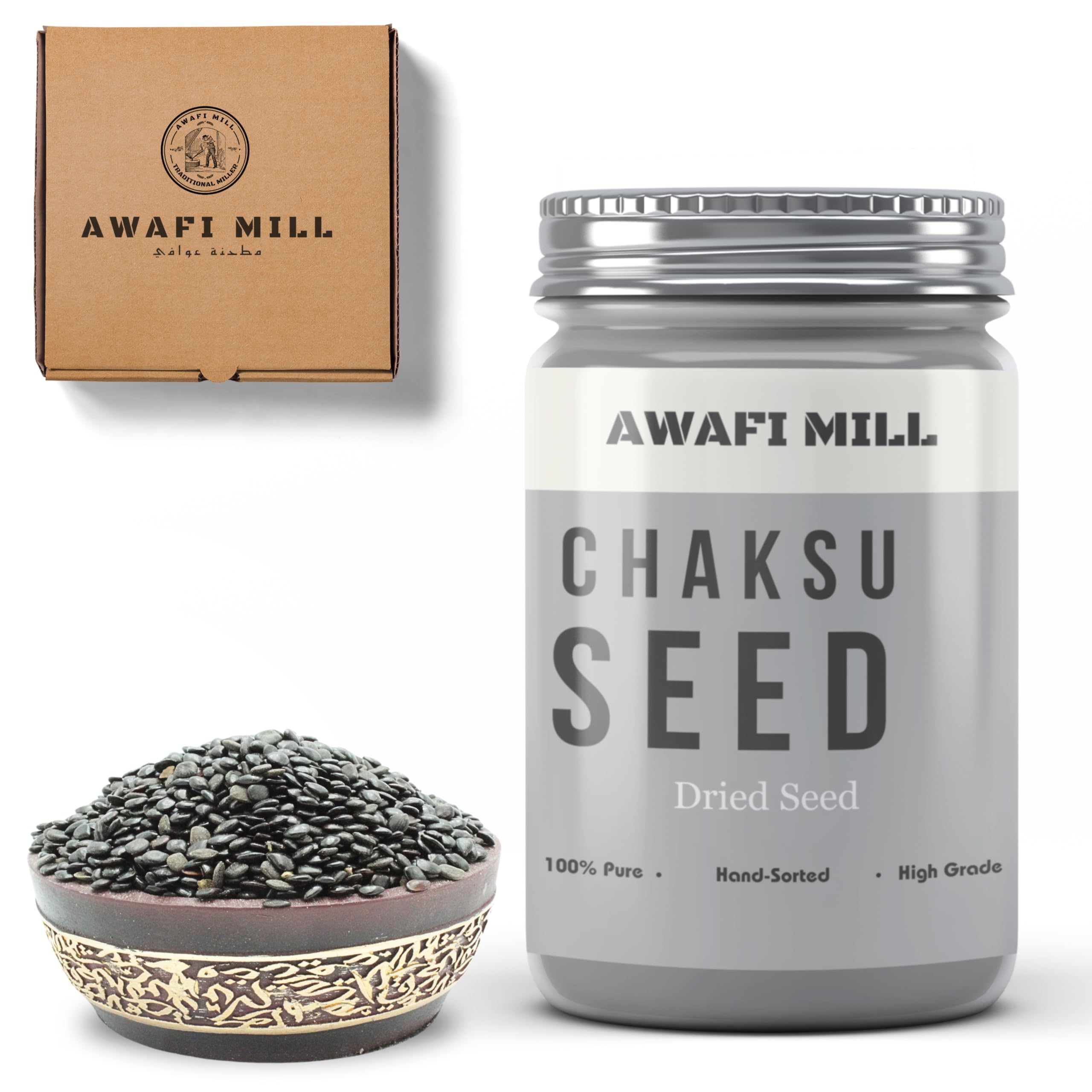 AWAFI MILLDried Chaksu Seed - Premium Quality - Rich in Nutrients - Natural Digestive Aid - Traditional Herbal Remedy (Bottle of 250 gram / 9 Oz)