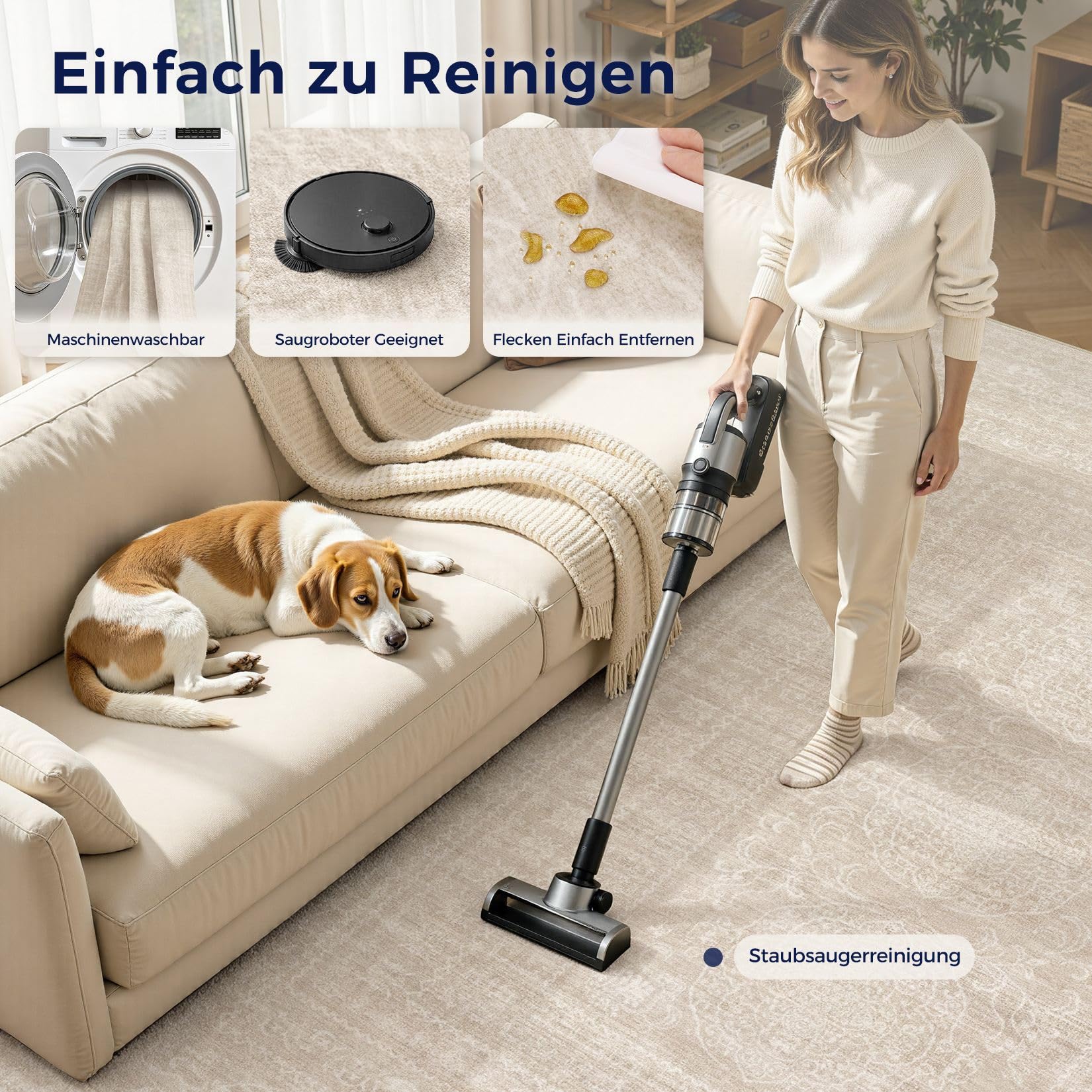 DMOYEST 160x230 Teppich Wohnzimmer Beige Vintage Waschbar | Waschbarer Kurzflor Teppiche mit Rutschfester, Weich und Dünn, für Schlafzimmer Esszimmer Büro, Kind und Haustierfreundlich