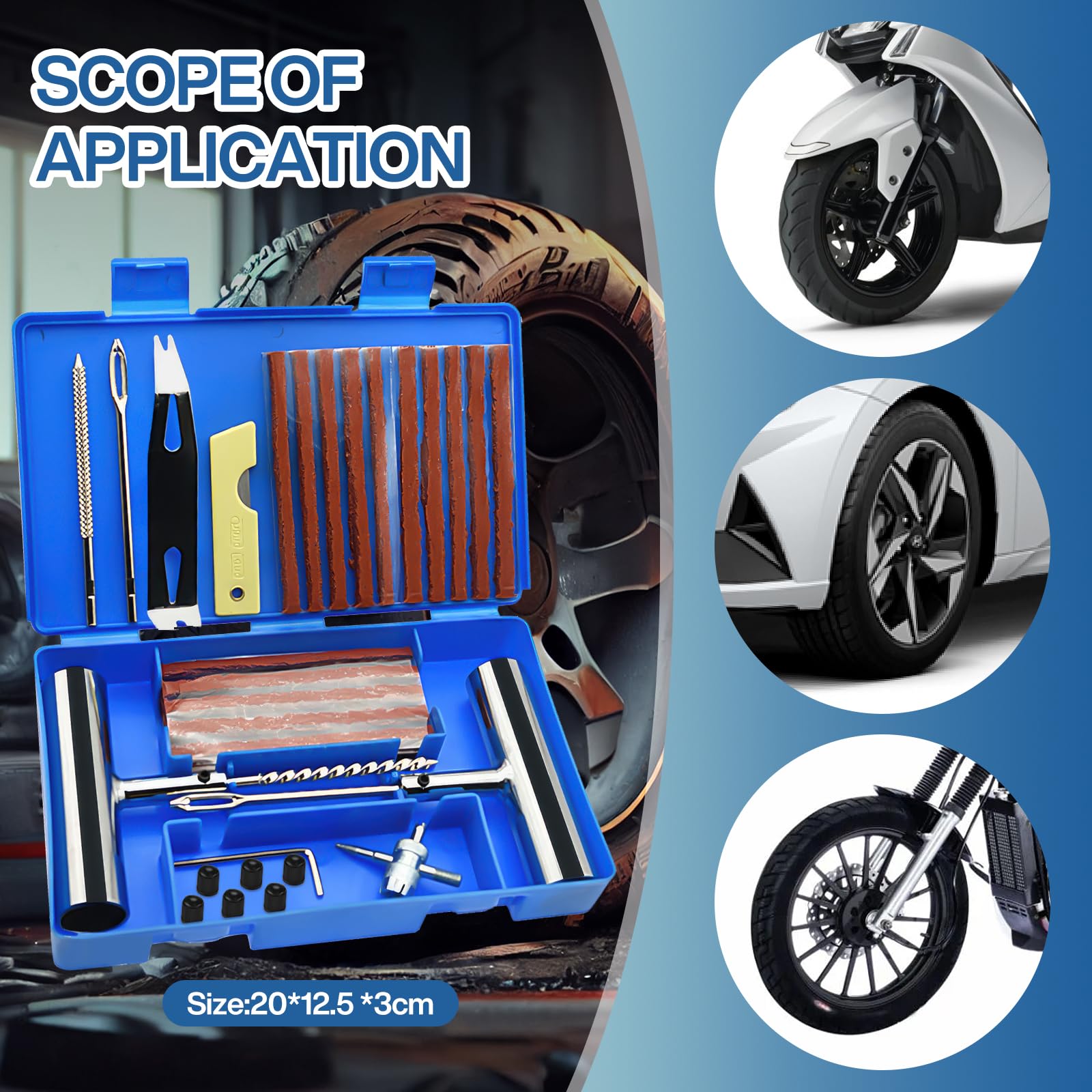 Kit De Réparation Pneus 58 Pièces ZLPBAO - Pour Voitures, Motos, VTT, Camping-cars - Bandes Réparation Et Outils