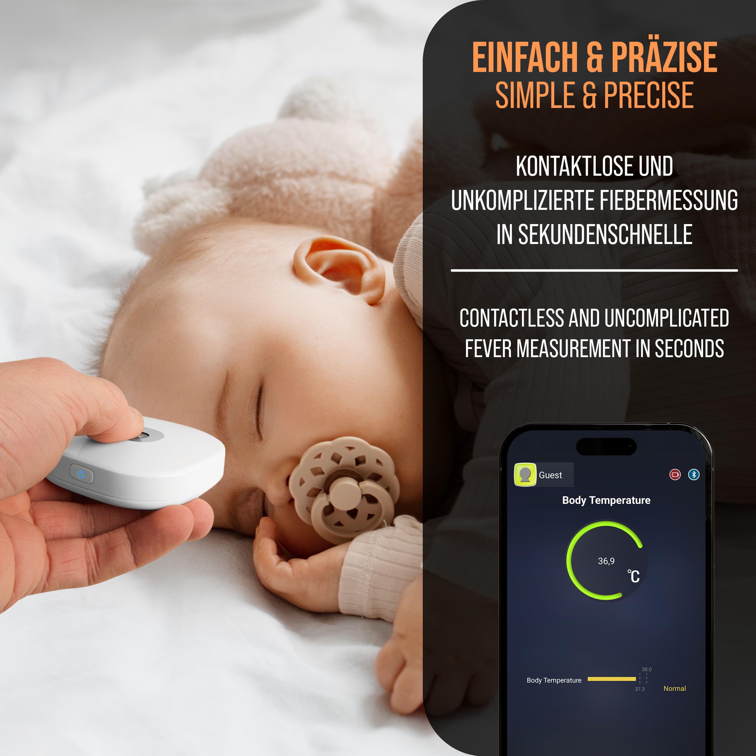 Pulox HC-03 HealthCheck Pro 5-in-1 Vitalmonitor mit EKG & SpO2 | Misst Herzfrequenz, Blutdruck und Temperatur, kompakte Gesundheitskontrolle mit mehreren Vitalparametern