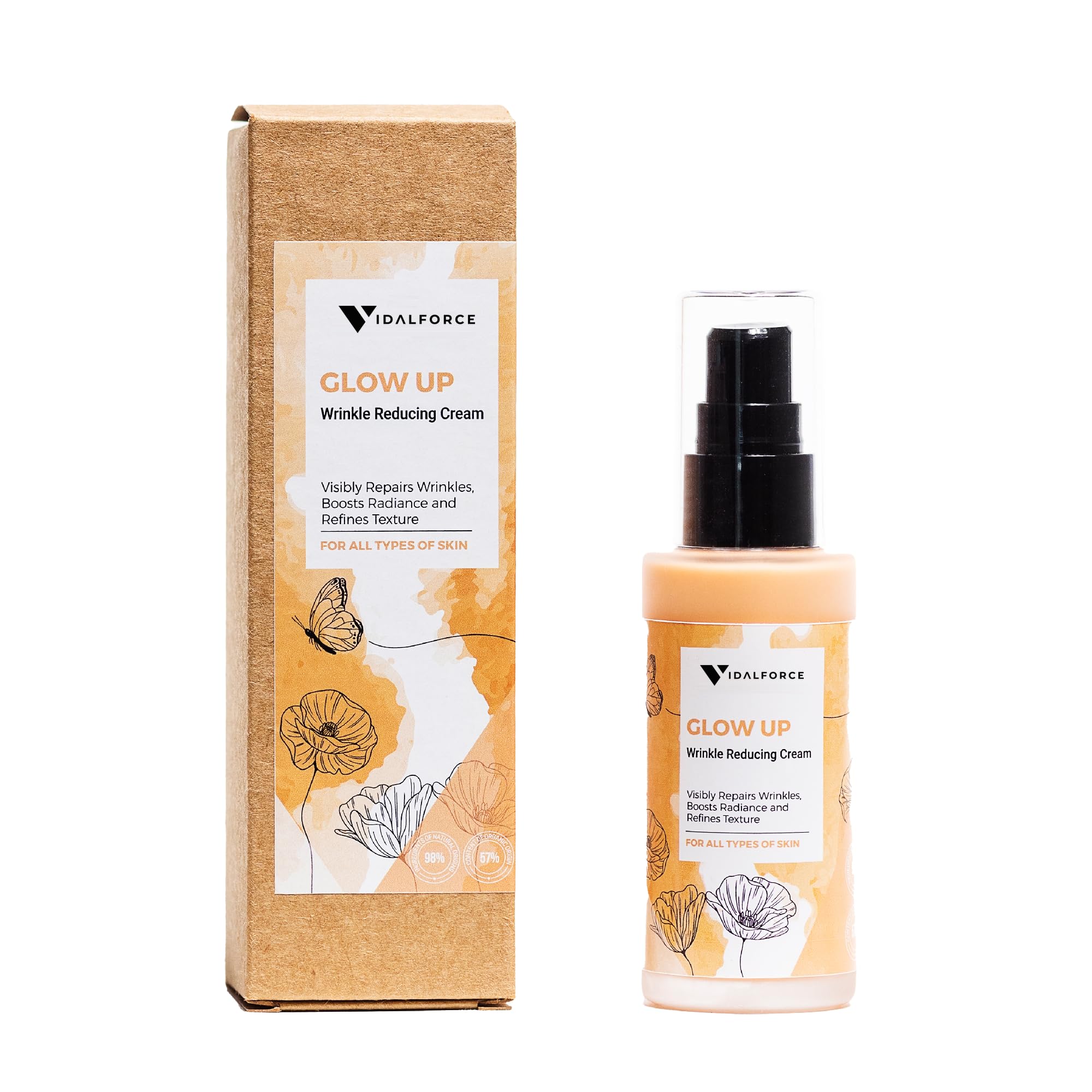 GLOW UP. Crème Anti-Rides pour Femmes 1% de Rétinol Naturel (Bakuchiol) et 38 In