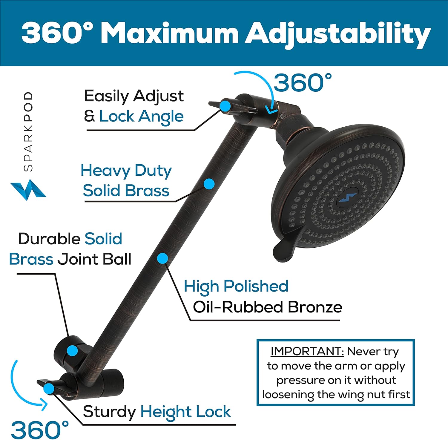 SparkPod High Pressure Shower Filter Head with Extension Arm - Water Filter and 9.5" Shower Head with Enhanced Formula Filter Helps Remove Chlorine (Vintage Oil Rubbed Bronze)