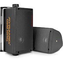 Pyramid 300 Watt 3-Way Mini Box Speaker System Pair, Wall Mountable Indoor/Outdoor Surround Sound Speakers with 3.25" Woofer, 2" Midrange, 1" Tweeter, ABS Sealed Enclosure, Mounting Kit Included
