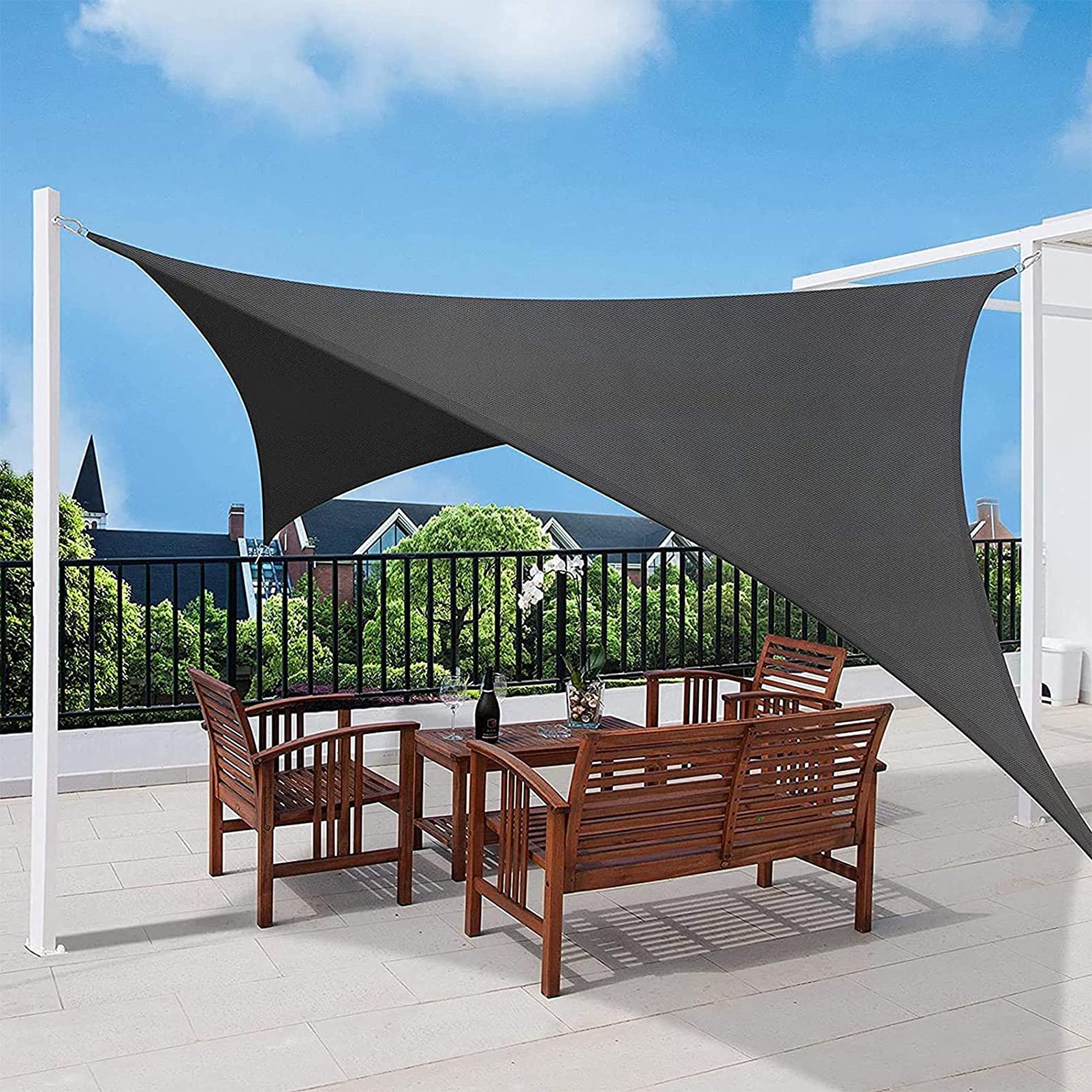 sonnensegel 6x6 wasserdicht XIANPING 6x6.5m Uv Schutz Reißfestigkei Schattentuch Polyester mit Seilen und Befestigungs Kit für Outdoor Garten Terrasse Balkon, Dunkelgrau Garten MTB - Sieg beim No Boxing No Life Gear Color:Elephant