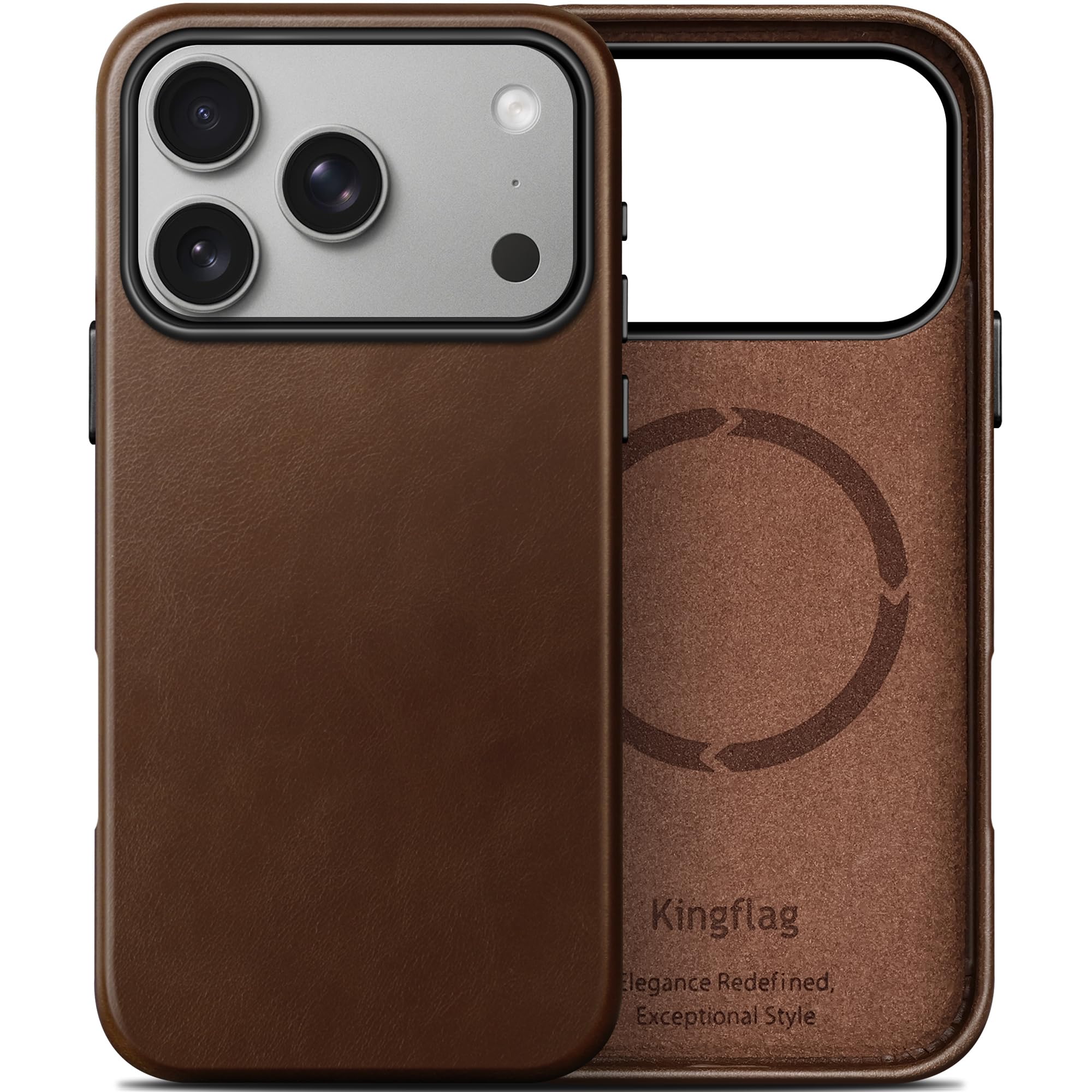 iPhone 17 Pro シュリンクレザーケース ブラウン Amazon.com: kingflag Genuine Leather Case for iPhone 17 Pro Max