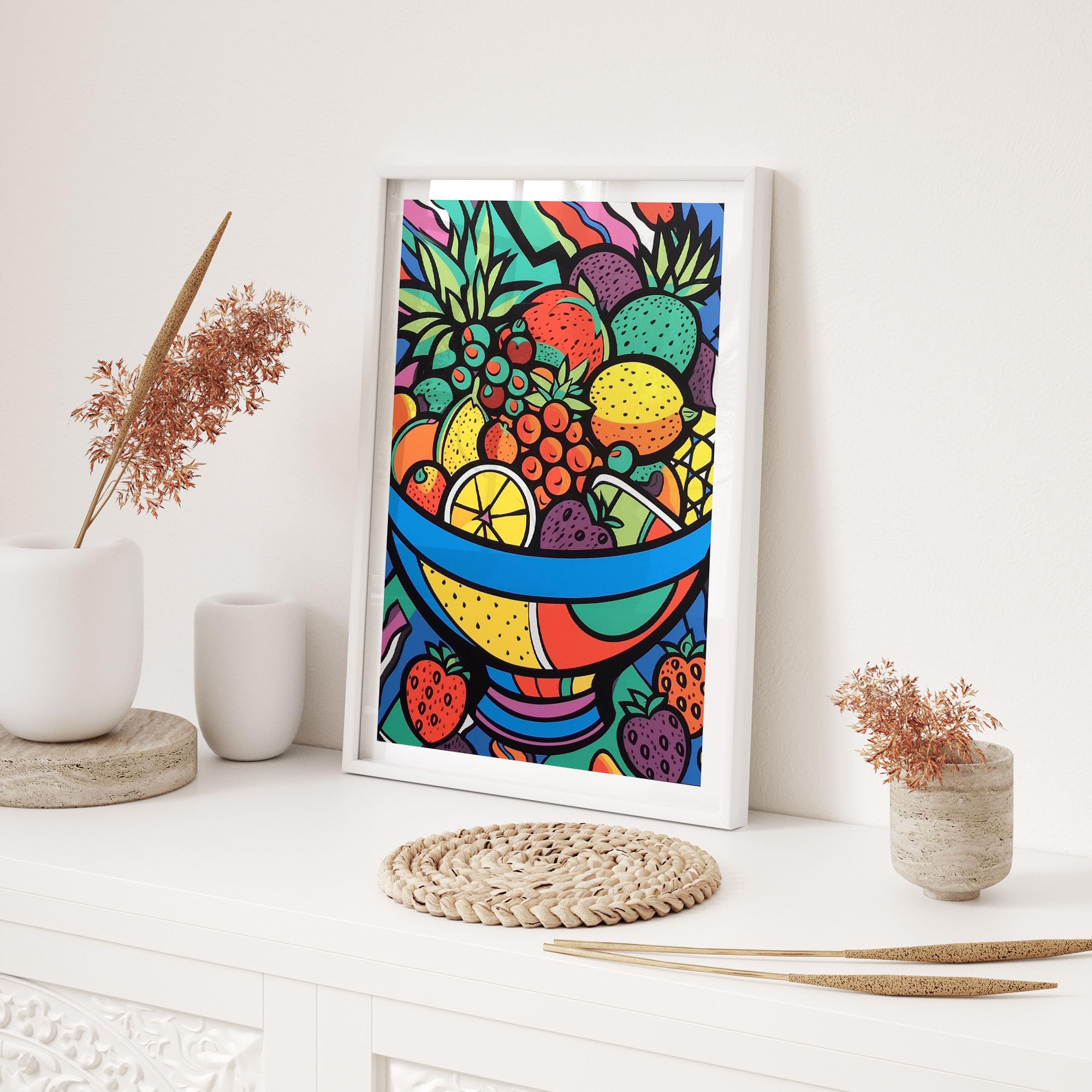 Lithobee - Animated Fruit Bowl in Britto Style Home Wall Art