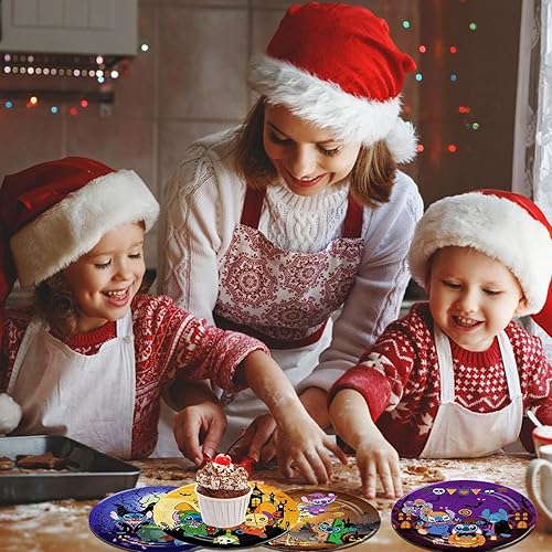 Miniatura 6 de 60 platos de puntada para fiesta de cumpleaños de Halloween, suministros de fiesta de cumpleaños, decoración de Halloween, cumpleaños, baby shower