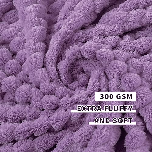 Miniatura 4 de FY FIBER HOUSE Manta de forro polar para sofá, de 10.58 ozm, súper suave, mullida, manta de regazo para sofá de oficina, 50 x 60 pulgadas, lavanda
