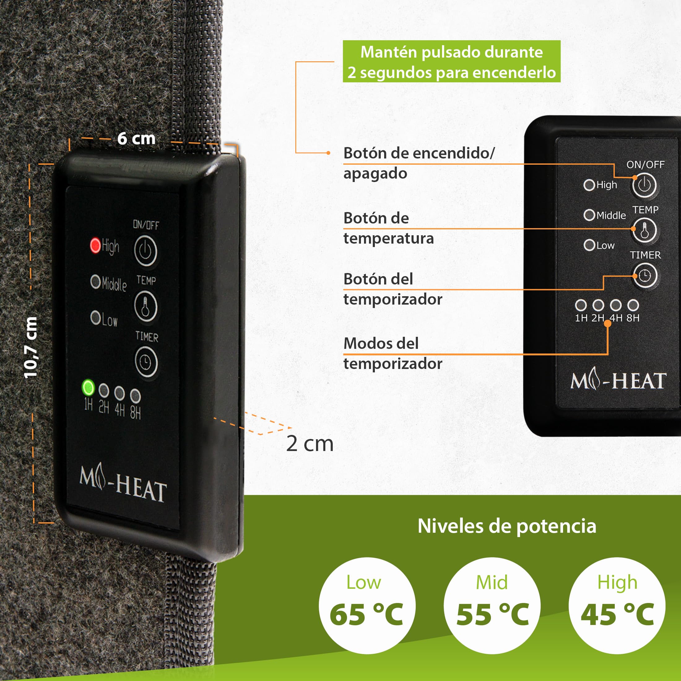 Mi-Heat Calefactor Infrarrojos Plegable (260W) – Panel Calefactor Bajo Consumo para Escritorio y Teletrabajo – Estufa para Pies y Piernas con Temporizador, Gris